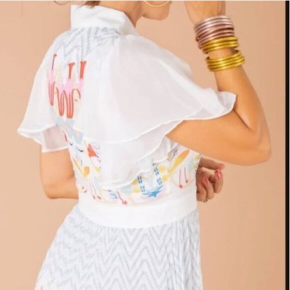 NWOT Beulah Style Bird Floral Button Up Pleated Midi Dress SMALL - Picture 6 of 8